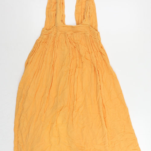 Topshop Womens Orange Viscose Tank Dress Size M V-Neck Pullover