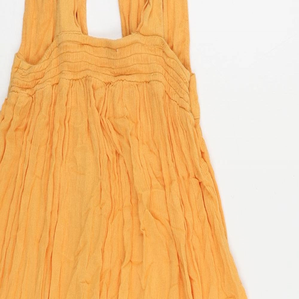 Topshop Womens Orange Viscose Tank Dress Size M V-Neck Pullover