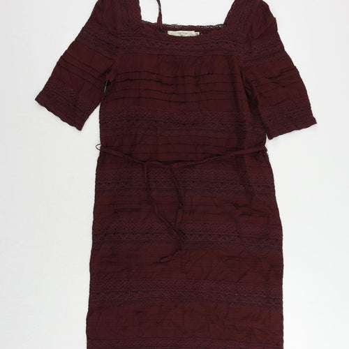 nice things Womens Purple Cotton Sheath Size 8 Square Neck Pullover - Lace Detail