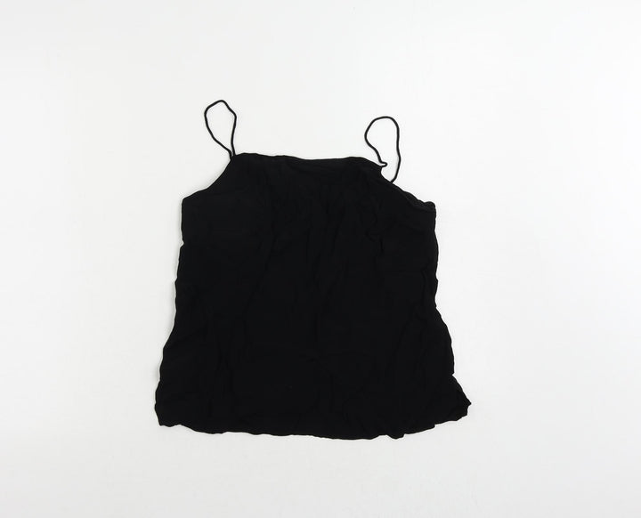 Warehouse Womens Black Viscose Camisole Tank Size M Square Neck