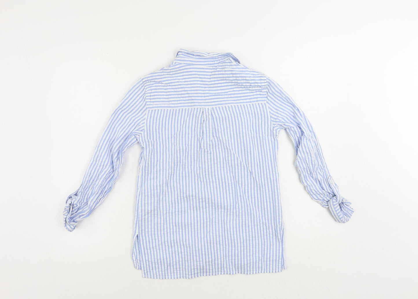 Dorothy Perkins Womens Blue Striped Cotton Basic Button-Up Size 8 Collared