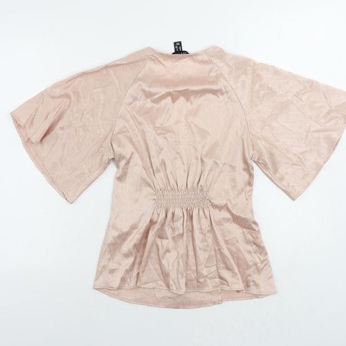 New Look Womens Pink Polyester Basic Blouse Size 8 V-Neck