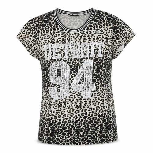 M&Co Girls Black Animal Print Cotton Pullover T-Shirt Size 13 Years Crew Neck Pullover