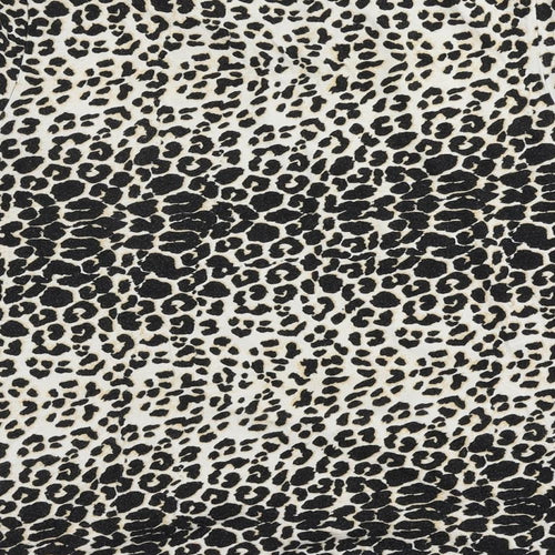 M&Co Girls Black Animal Print Cotton Pullover T-Shirt Size 13 Years Crew Neck Pullover