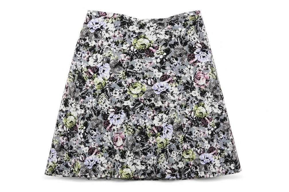 Marks and Spencer Womens Multicoloured Floral Viscose A-Line Skirt Size 10 Zip