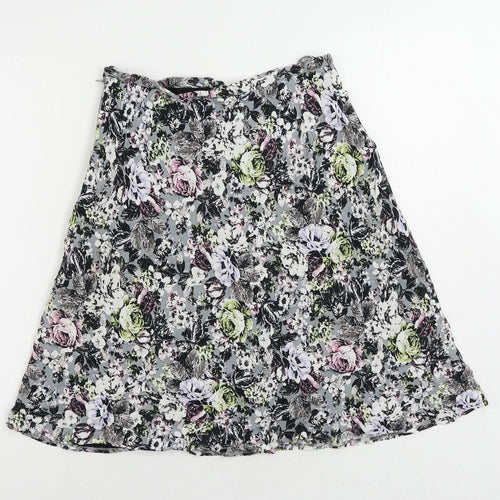 Marks and Spencer Womens Multicoloured Floral Viscose A-Line Skirt Size 10 Zip