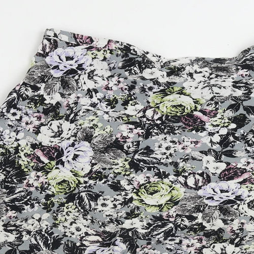 Marks and Spencer Womens Multicoloured Floral Viscose A-Line Skirt Size 10 Zip