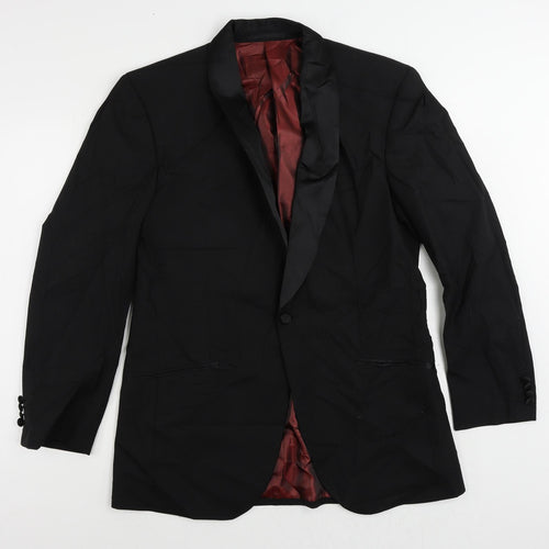 1860 Menswear Mens Black Wool Tuxedo Suit Jacket Size 40 Regular