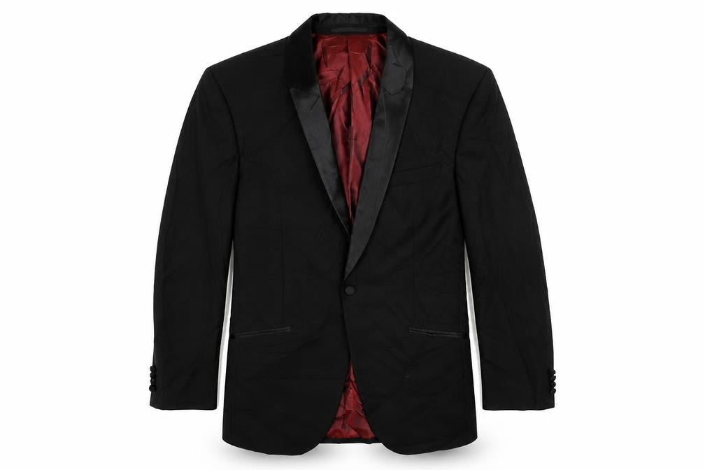 1860 Menswear Mens Black Wool Tuxedo Suit Jacket Size 40 Regular