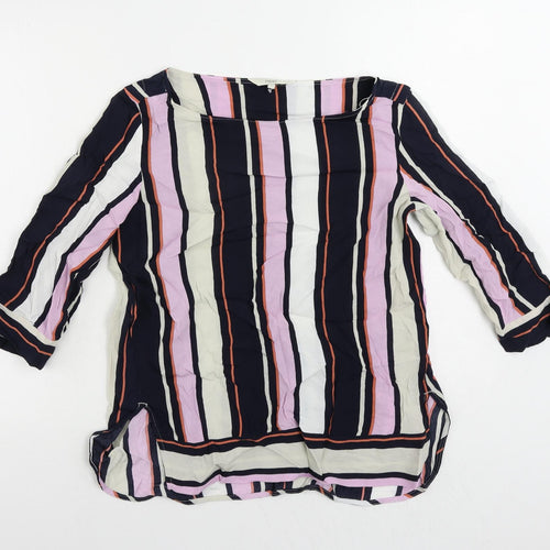 NEXT Womens Multicoloured Striped Viscose Basic Blouse Size 12 Boat Neck