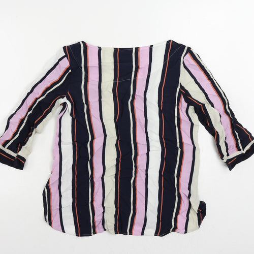 NEXT Womens Multicoloured Striped Viscose Basic Blouse Size 12 Boat Neck