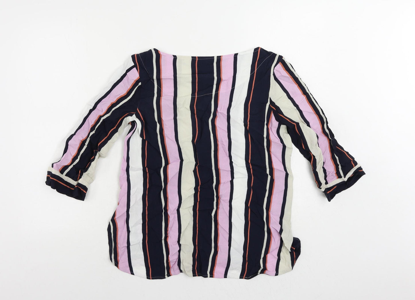 NEXT Womens Multicoloured Striped Viscose Basic Blouse Size 12 Boat Neck