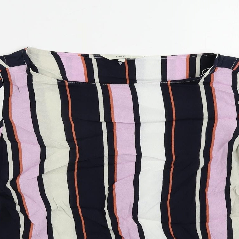 NEXT Womens Multicoloured Striped Viscose Basic Blouse Size 12 Boat Neck