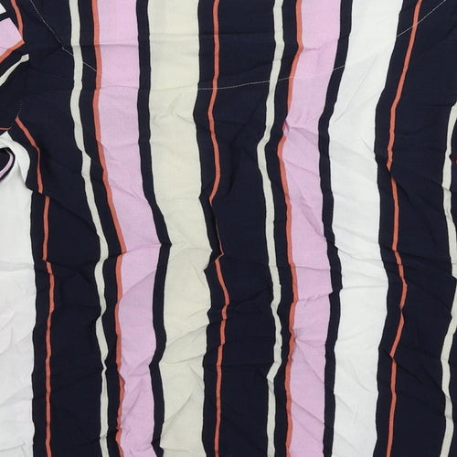 NEXT Womens Multicoloured Striped Viscose Basic Blouse Size 12 Boat Neck