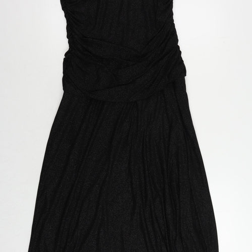 Klass Womens Black Polyester Sheath Size 14 Cowl Neck Zip - Ruched