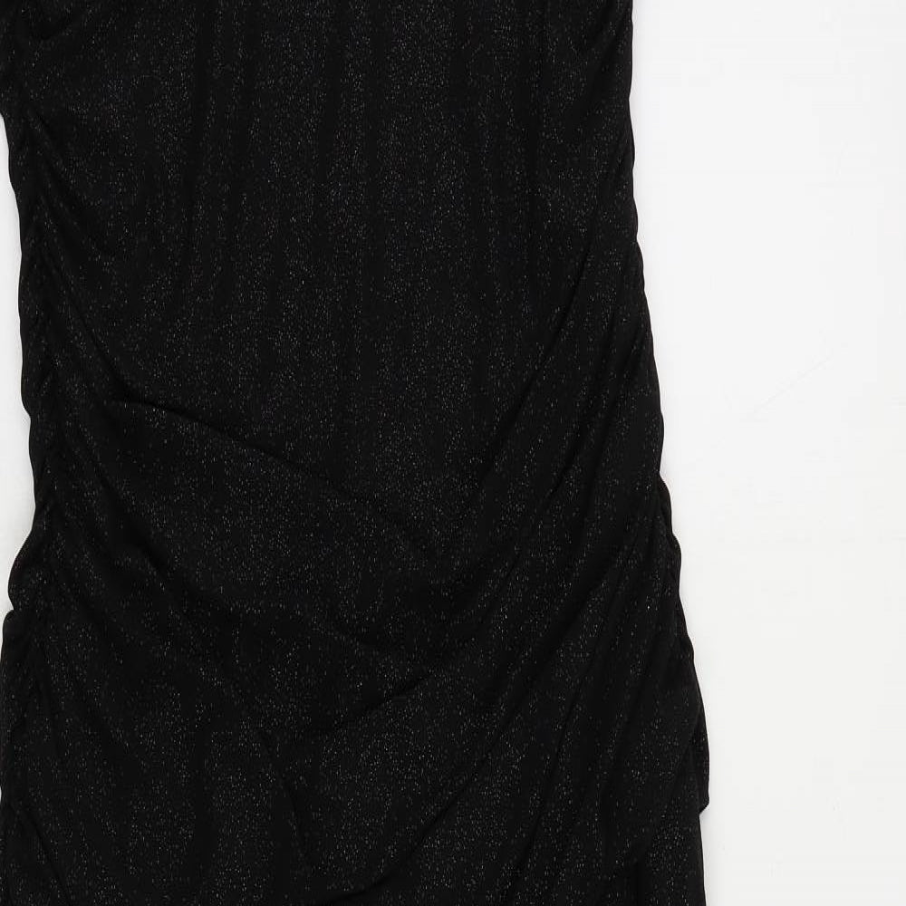 Klass Womens Black Polyester Sheath Size 14 Cowl Neck Zip - Ruched