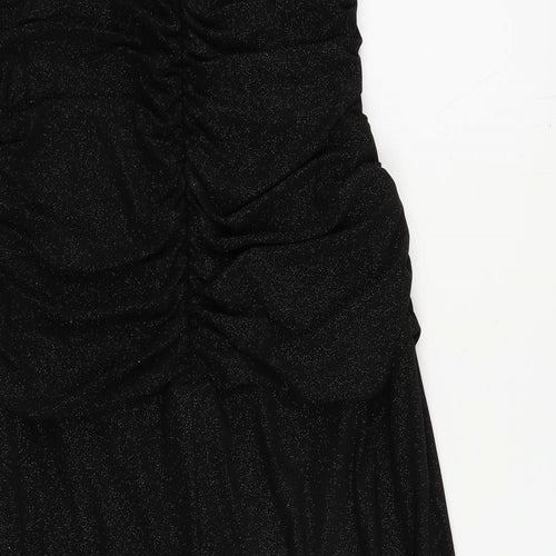 Klass Womens Black Polyester Sheath Size 14 Cowl Neck Zip - Ruched