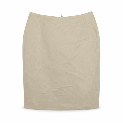 St Michael Womens Beige Polyester Straight & Pencil Skirt Size 18 Zip - Vintage