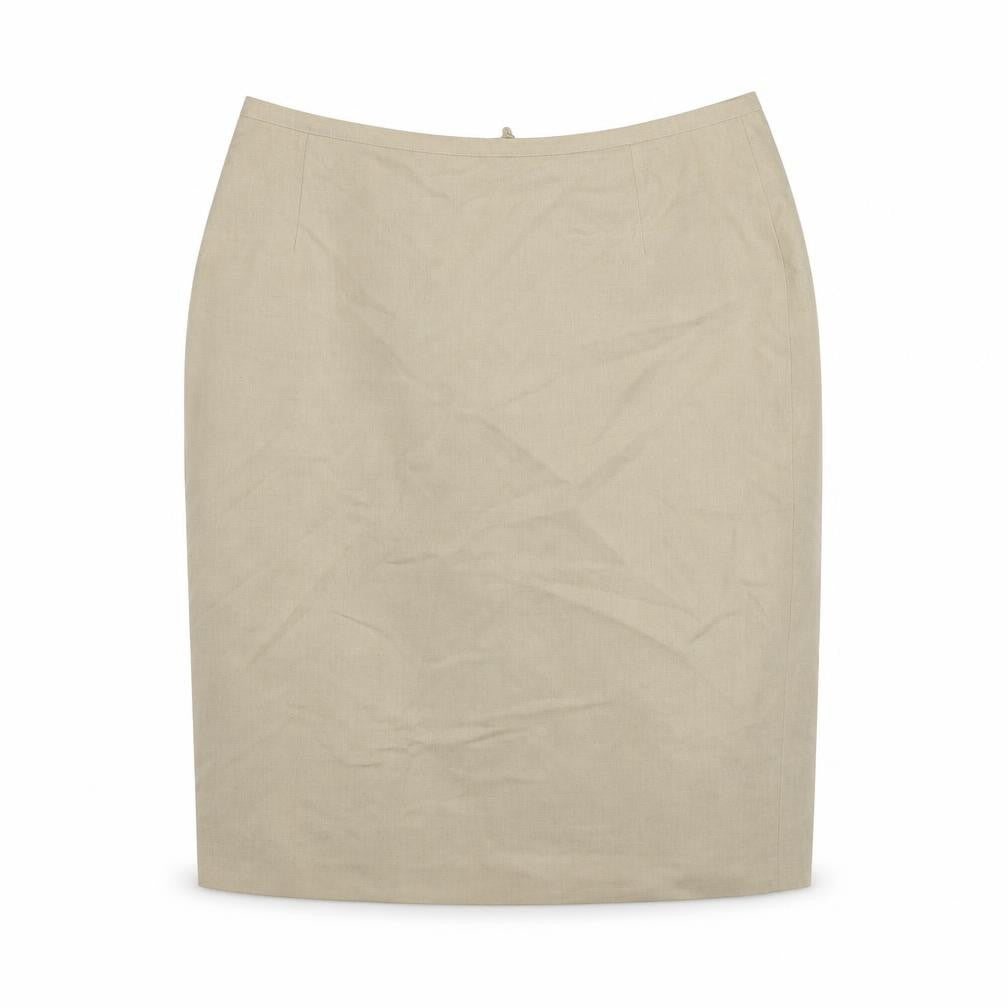 St Michael Womens Beige Polyester Straight & Pencil Skirt Size 18 Zip - Vintage