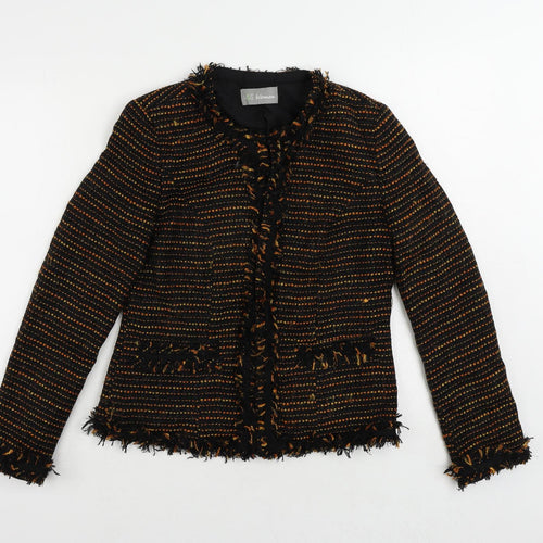 Marks and Spencer Womens Black Striped Jacket Blazer Size 8 Hook & Eye