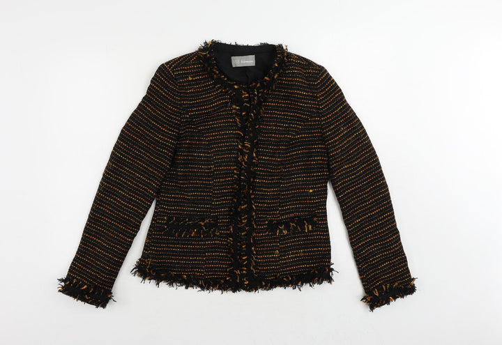 Marks and Spencer Womens Black Striped Jacket Blazer Size 8 Hook & Eye