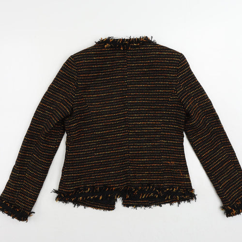 Marks and Spencer Womens Black Striped Jacket Blazer Size 8 Hook & Eye