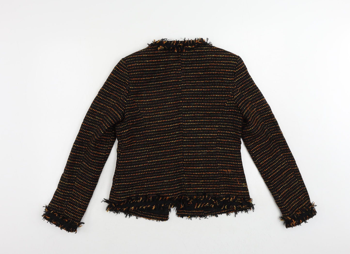 Marks and Spencer Womens Black Striped Jacket Blazer Size 8 Hook & Eye