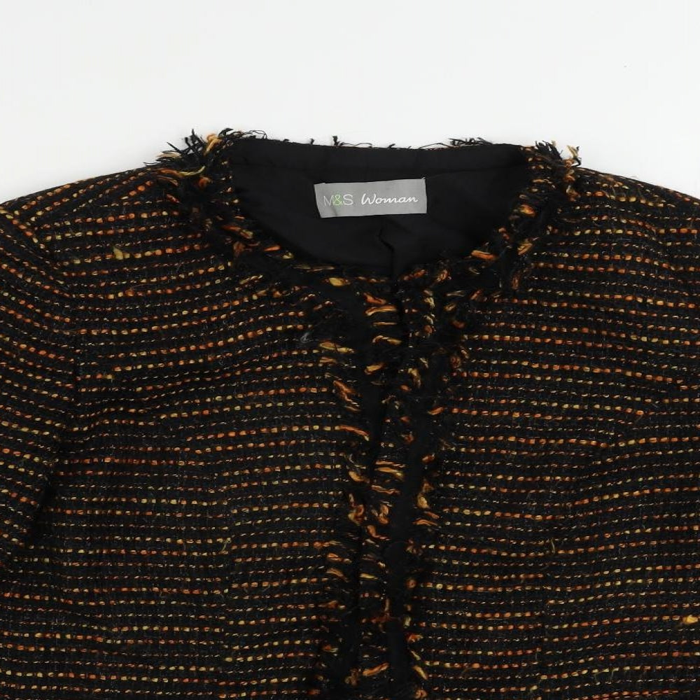 Marks and Spencer Womens Black Striped Jacket Blazer Size 8 Hook & Eye