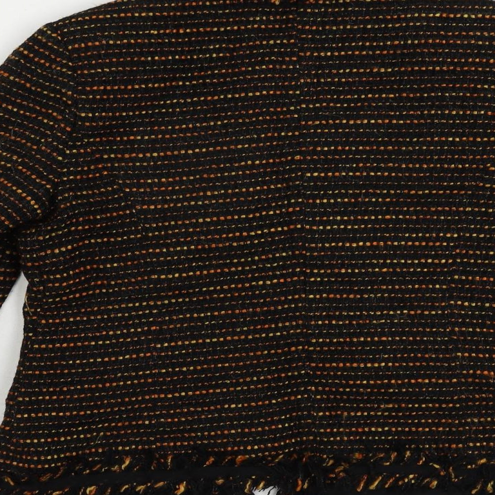 Marks and Spencer Womens Black Striped Jacket Blazer Size 8 Hook & Eye