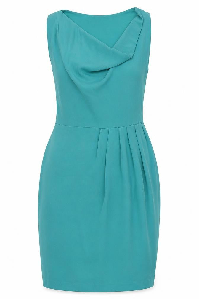 Oasis Womens Green Polyester Pencil Dress Size 10 Cowl Neck Zip