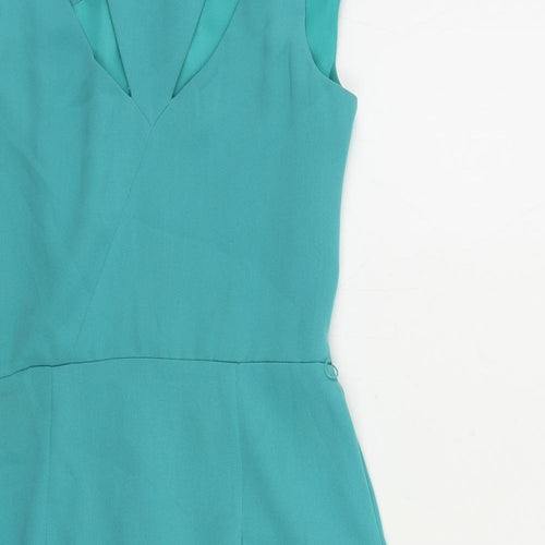 Oasis Womens Green Polyester Pencil Dress Size 10 Cowl Neck Zip