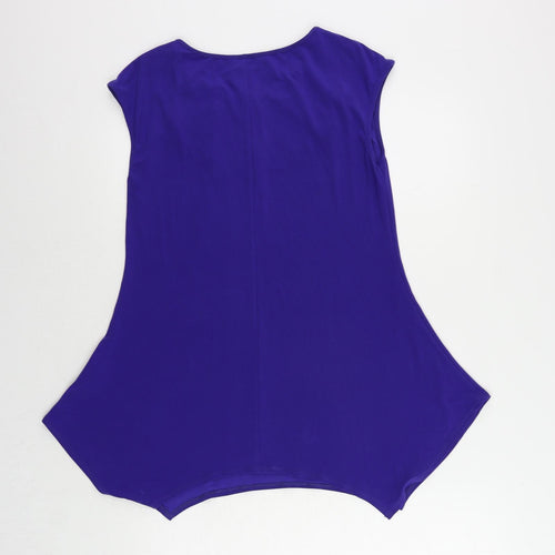Julien Macdonald Womens Purple Polyester Basic Blouse Size 12 Round Neck - Neckline Detail