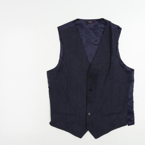 Marks and Spencer Mens Blue Wool Jacket Suit Waistcoat Size 36 Regular