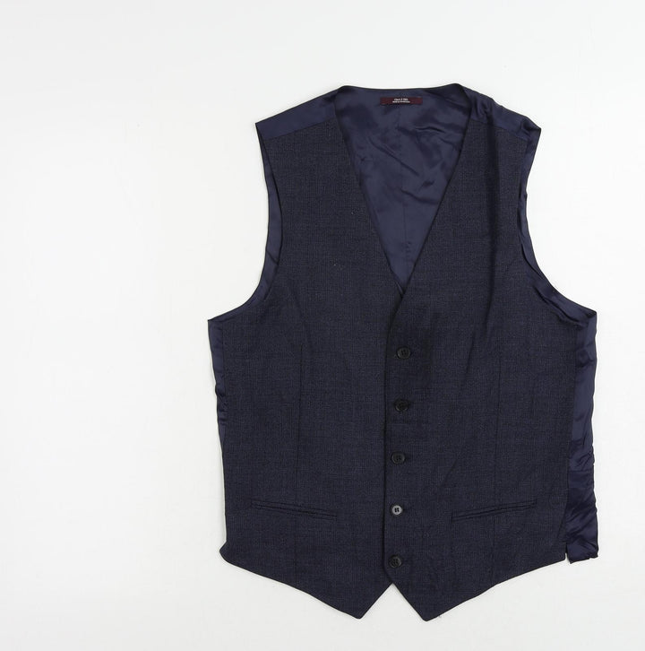 Marks and Spencer Mens Blue Wool Jacket Suit Waistcoat Size 36 Regular