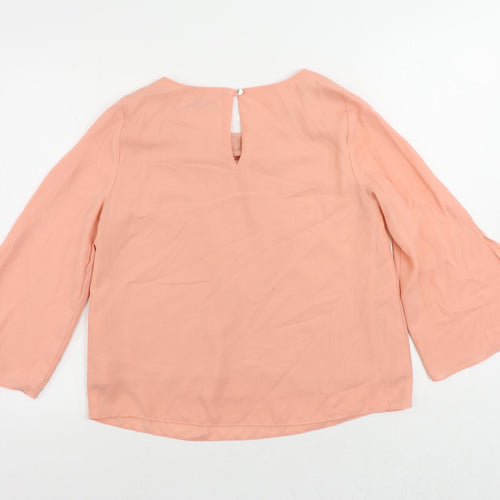 Dorothy Perkins Womens Pink Polyester Basic Blouse Size 10 Round Neck - Embellished Neckline