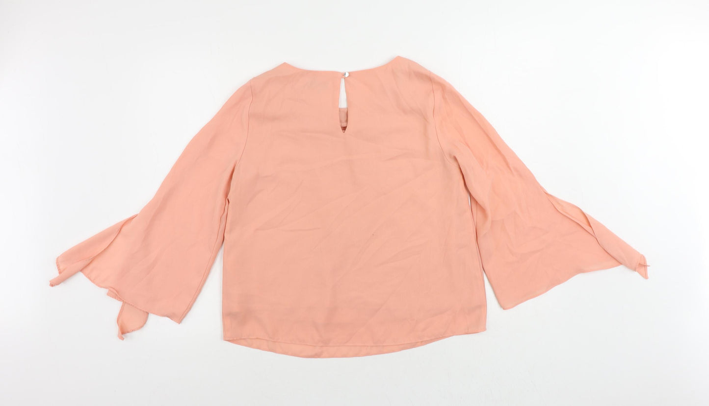 Dorothy Perkins Womens Pink Polyester Basic Blouse Size 10 Round Neck - Embellished Neckline
