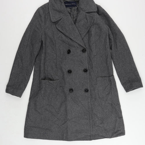 French Connection Womens Grey Overcoat Coat Size 10 Button