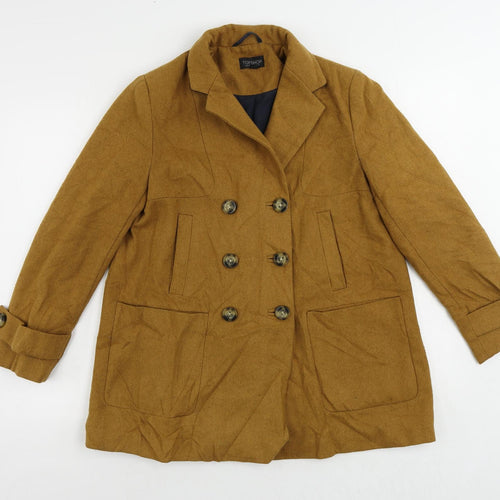 Topshop Womens Yellow Pea Coat Coat Size 10 Button