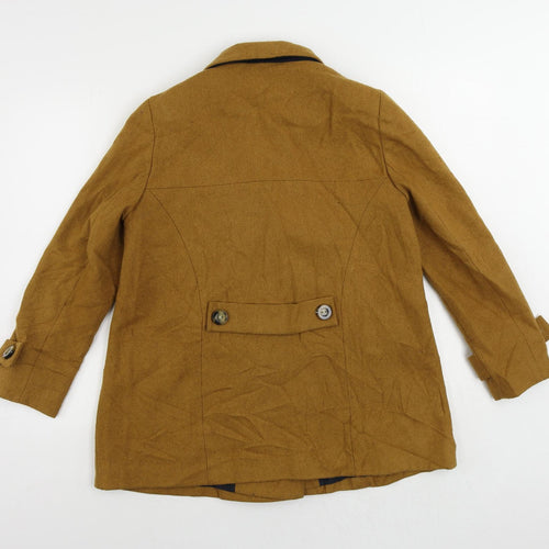 Topshop Womens Yellow Pea Coat Coat Size 10 Button