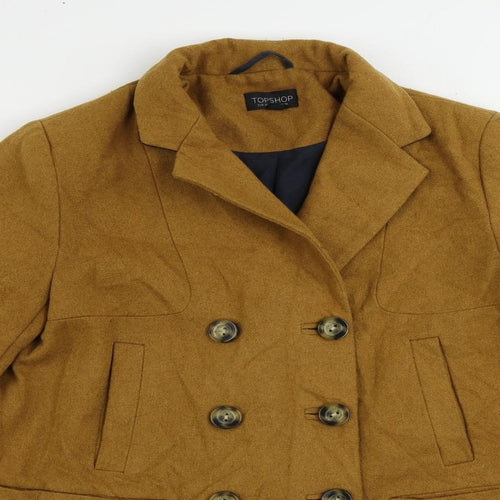 Topshop Womens Yellow Pea Coat Coat Size 10 Button