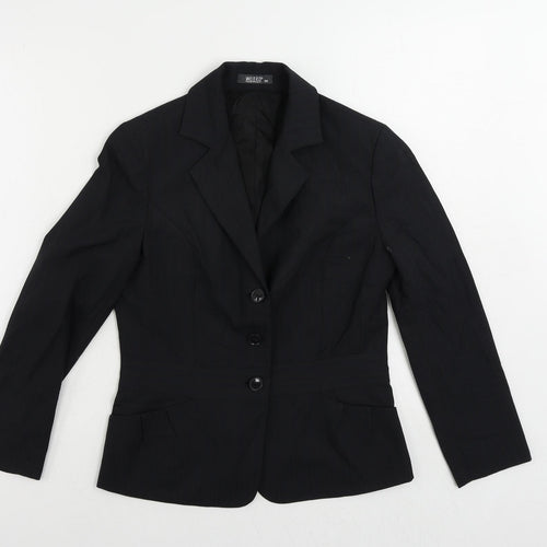 Wanko Womens Black Striped Jacket Blazer Size 8 Button