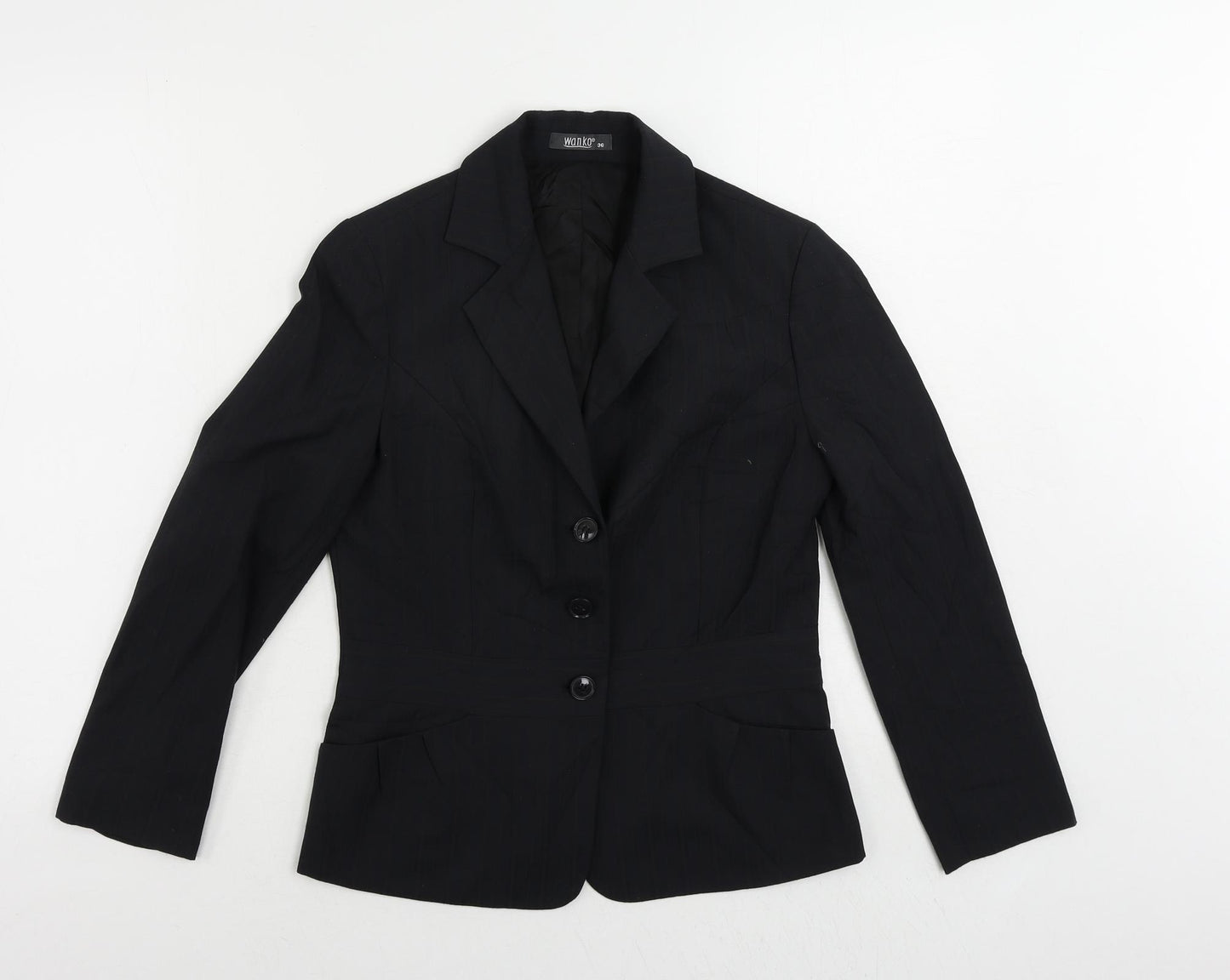 Wanko Womens Black Striped Jacket Blazer Size 8 Button