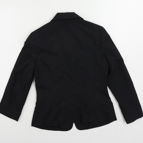 Wanko Womens Black Striped Jacket Blazer Size 8 Button