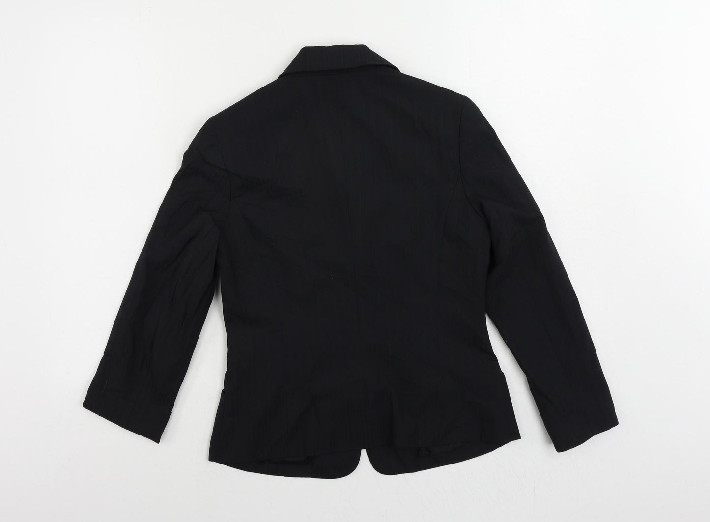 Wanko Womens Black Striped Jacket Blazer Size 8 Button