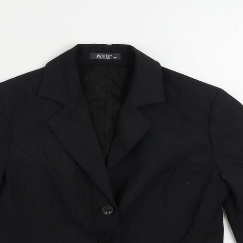 Wanko Womens Black Striped Jacket Blazer Size 8 Button
