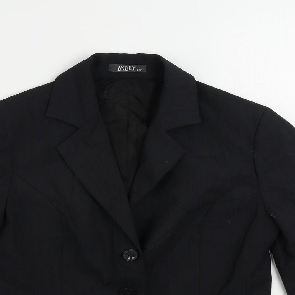 Wanko Womens Black Striped Jacket Blazer Size 8 Button