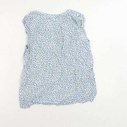 Crew Clothing Womens Blue Floral Viscose Basic Blouse Size 12 V-Neck