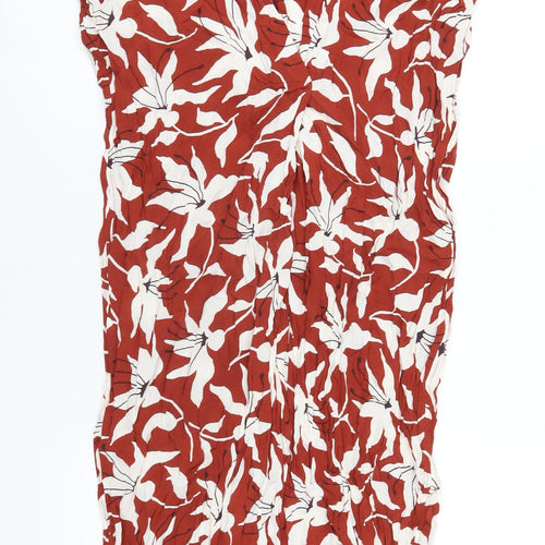 Arket Womens Brown Floral Viscose A-Line Size 6 V-Neck Pullover