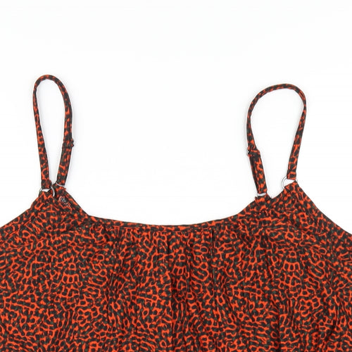 NEXT Womens Orange Geometric Polyester Camisole T-Shirt Size 20 Round Neck