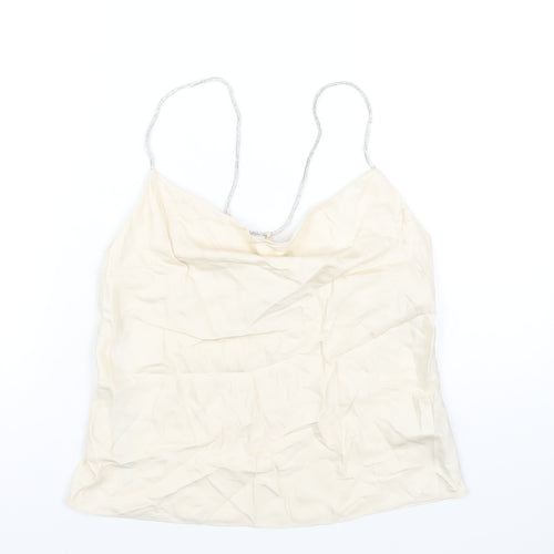 H&M Womens Ivory Viscose Camisole Blouse Size S Cowl Neck